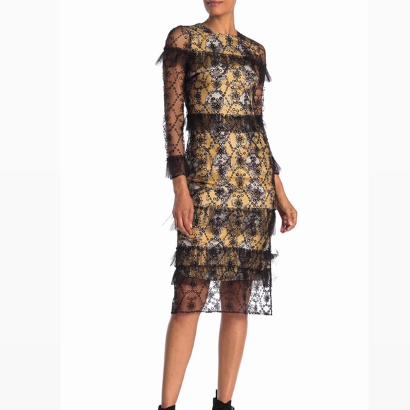 Burberry pleated mesh overlay long sleeve dress - Picture 3 of 5